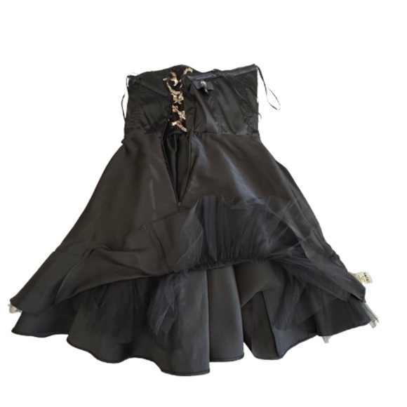 ABS Allen Schwartz Women's Sz. 2 Black & Gold Strapless Mini Prom/Cocktail Dress - Picture 11 of 16